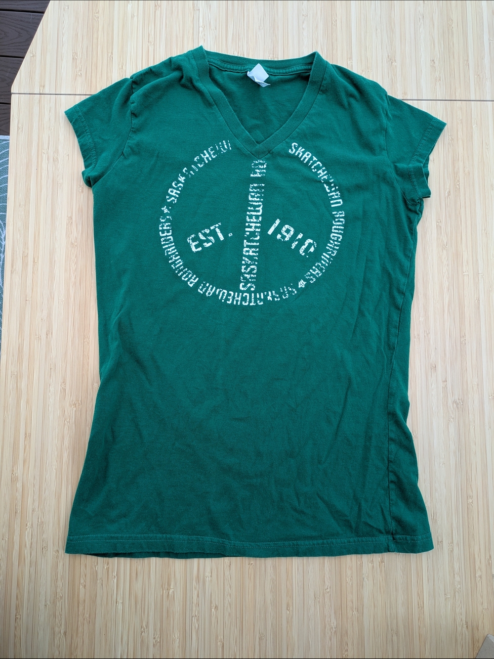 Saskatchewan Roughriders Green V-Neck Graphic Tee